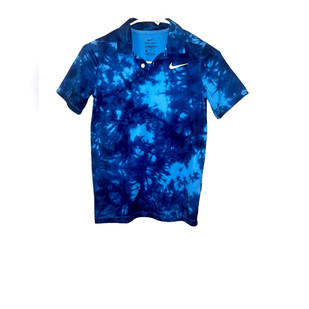 Boys Nike Dri-Fit Standard Fit Tie Dye Summer Print Polo University Blue